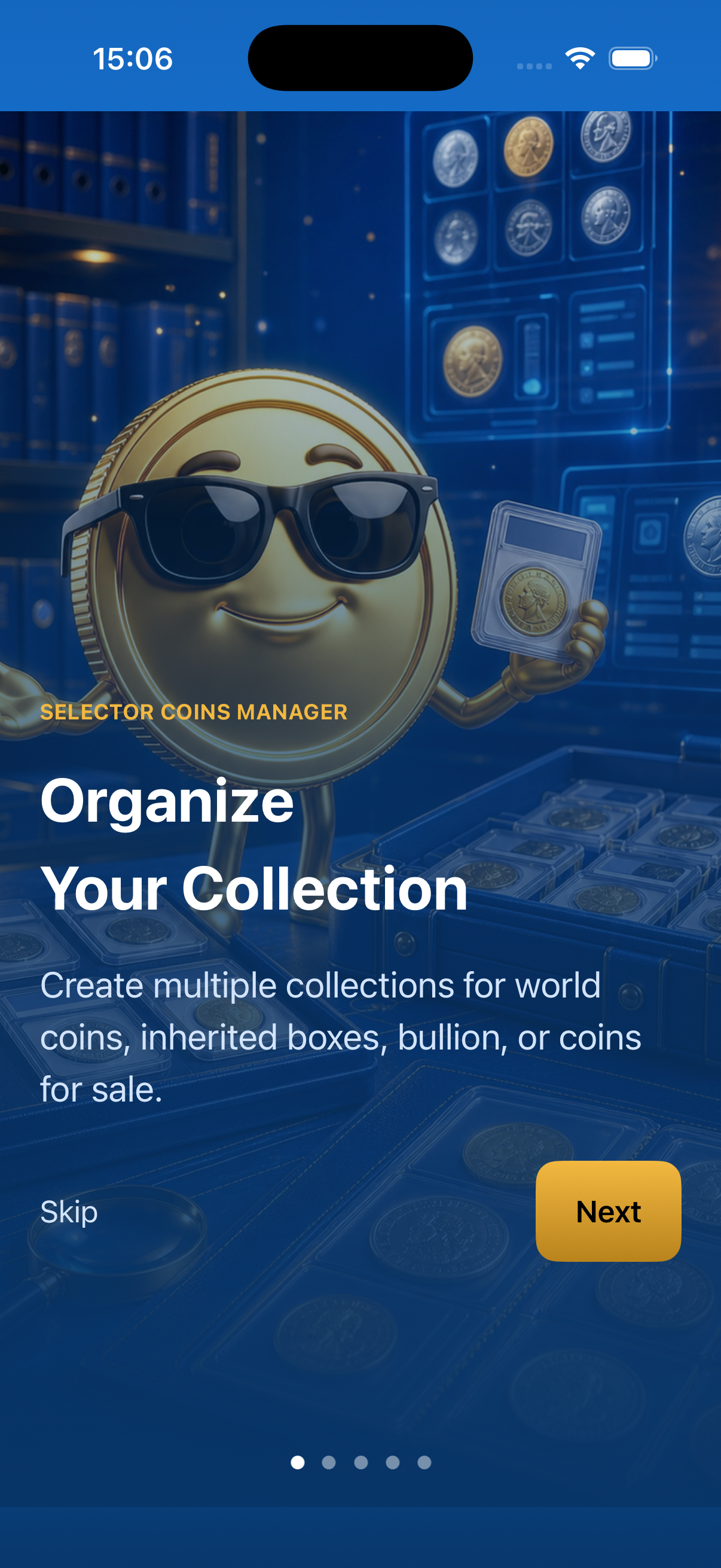 Onboarding screen about organizing collections