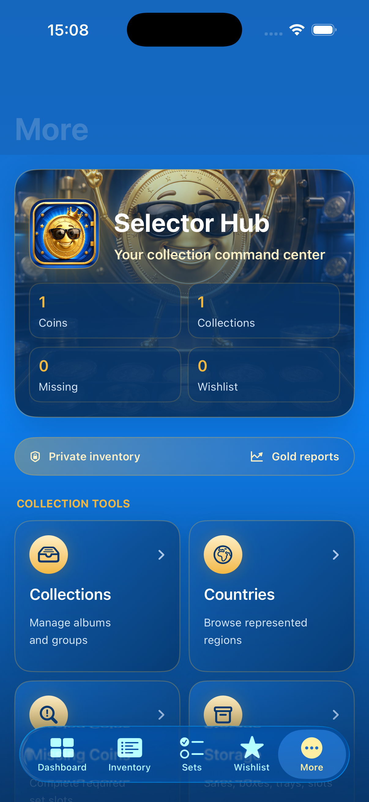 Selector Hub collection tools screen